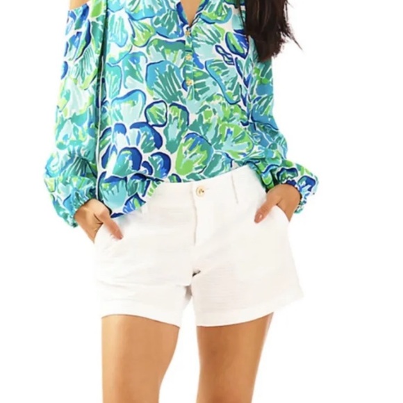 Lilly Pulitzer xsmall blue shell print silk top - Picture 1 of 7